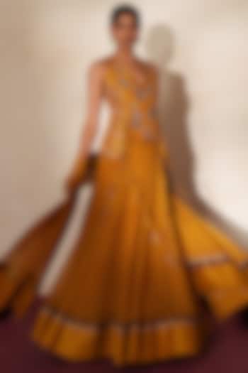 Golden Yellow Organza Wedding Lehenga Set by Isha Gupta Tayal at Pernia's Pop Up Shop