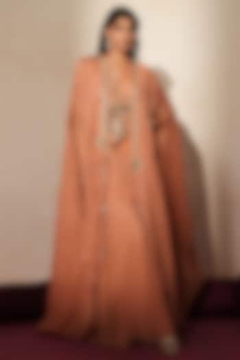 Metallic Mocha Silk Dabka Embroidered Wedding Sharara Set by Isha Gupta Tayal at Pernia's Pop Up Shop