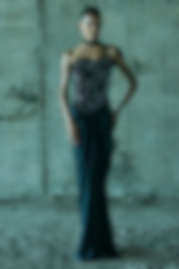 Black Satin Skirt Set by ISTYA at Pernia's Pop Up Shop