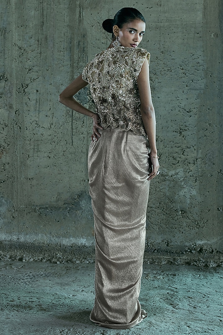 Beige Chiffon Skirt Set by ISTYA at Pernia's Pop Up Shop