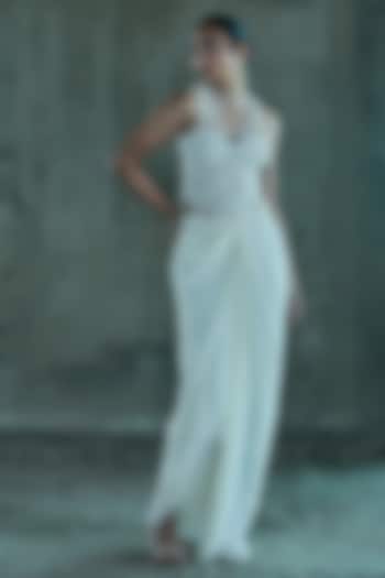 Ivory Georgette Skirt Set by ISTYA at Pernia's Pop Up Shop