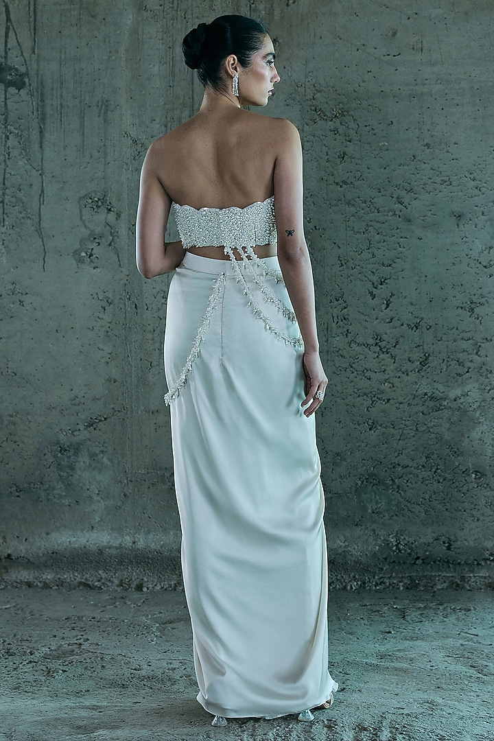 Ivory Satin Skirt Set by ISTYA at Pernia's Pop Up Shop