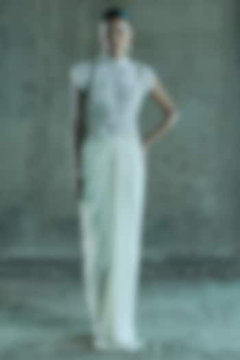 Ivory Georgette Skirt Set by ISTYA at Pernia's Pop Up Shop