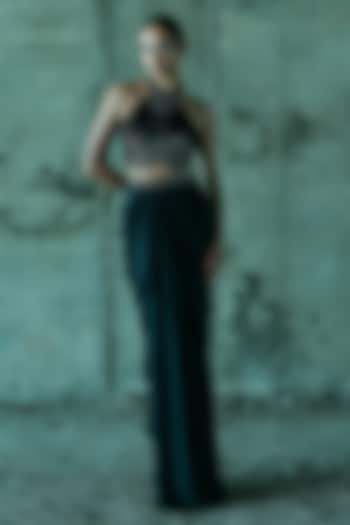 Black Satin Skirt Set by ISTYA at Pernia's Pop Up Shop