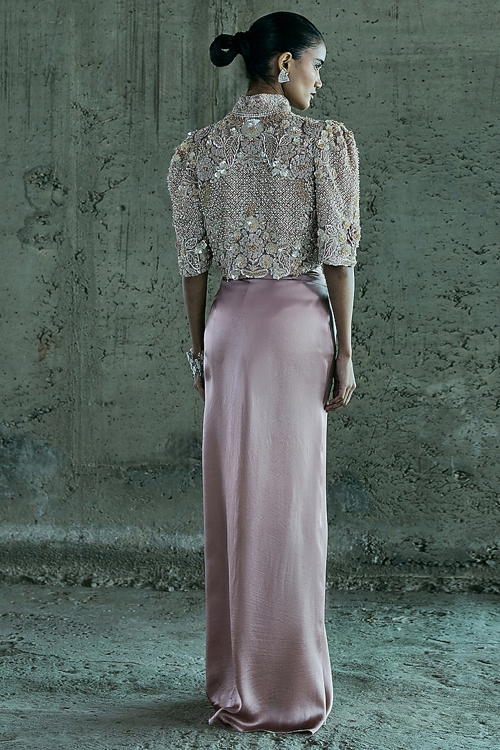 Rose Gold Organza Jacket Set by ISTYA at Pernia's Pop Up Shop