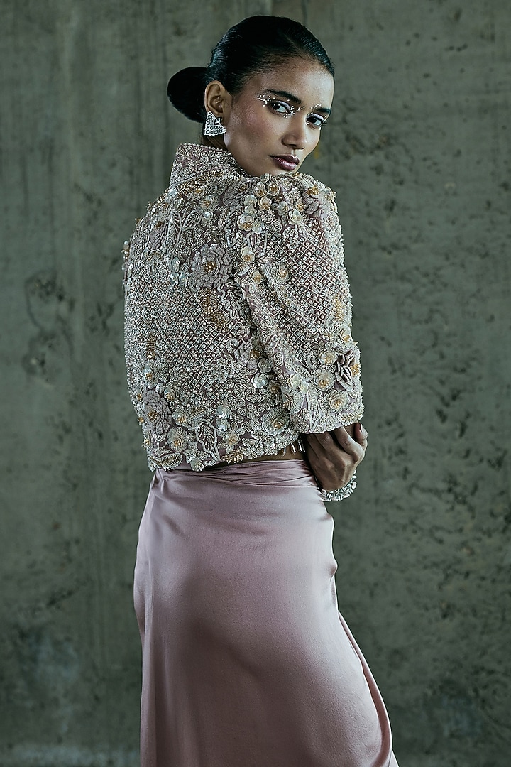 Rose Gold Organza Jacket Set by ISTYA at Pernia's Pop Up Shop
