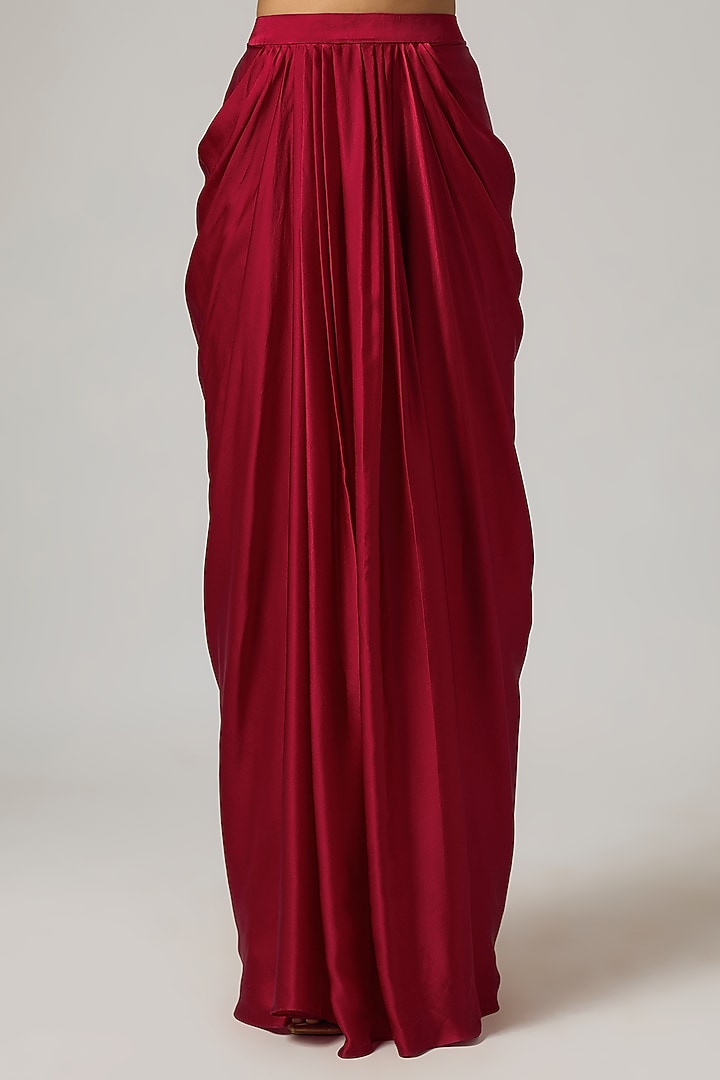 Red Satin Skirt Set by ISTYA at Pernia's Pop Up Shop