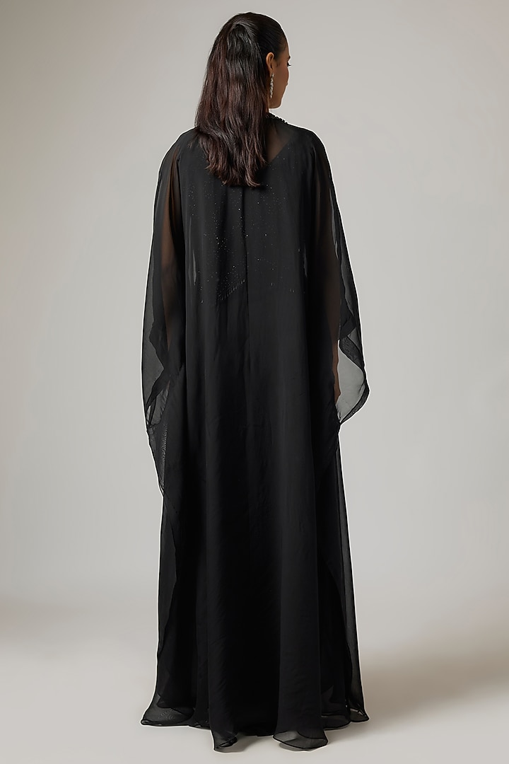 Black Organza Crystal Work Jacket Set by ISTYA at Pernia's Pop Up Shop
