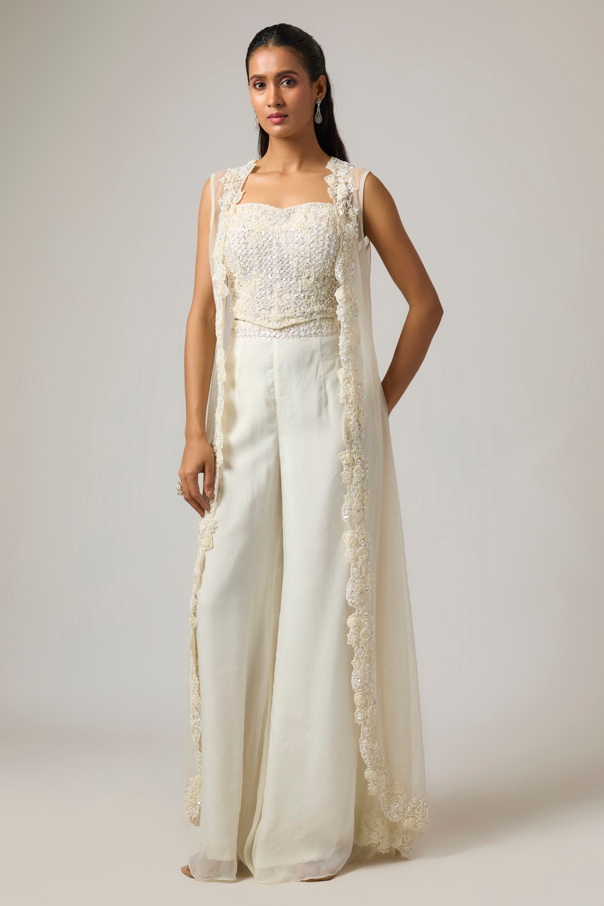 ISTYA Ivory Net Jacket Set