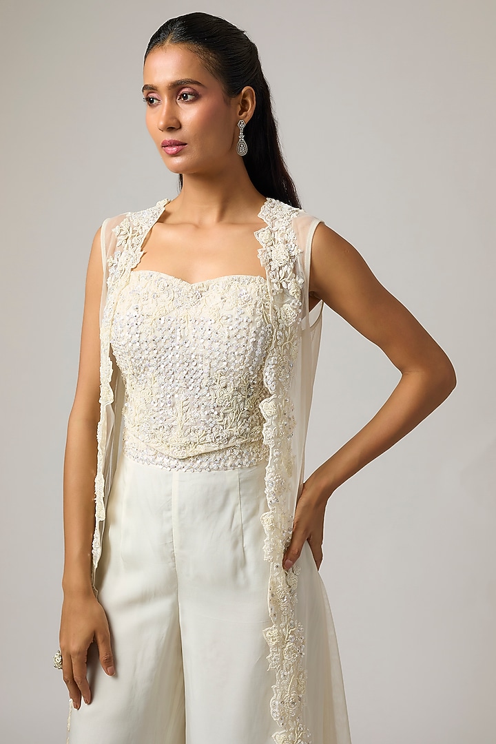 Ivory Net Jacket Set by ISTYA at Pernia's Pop Up Shop