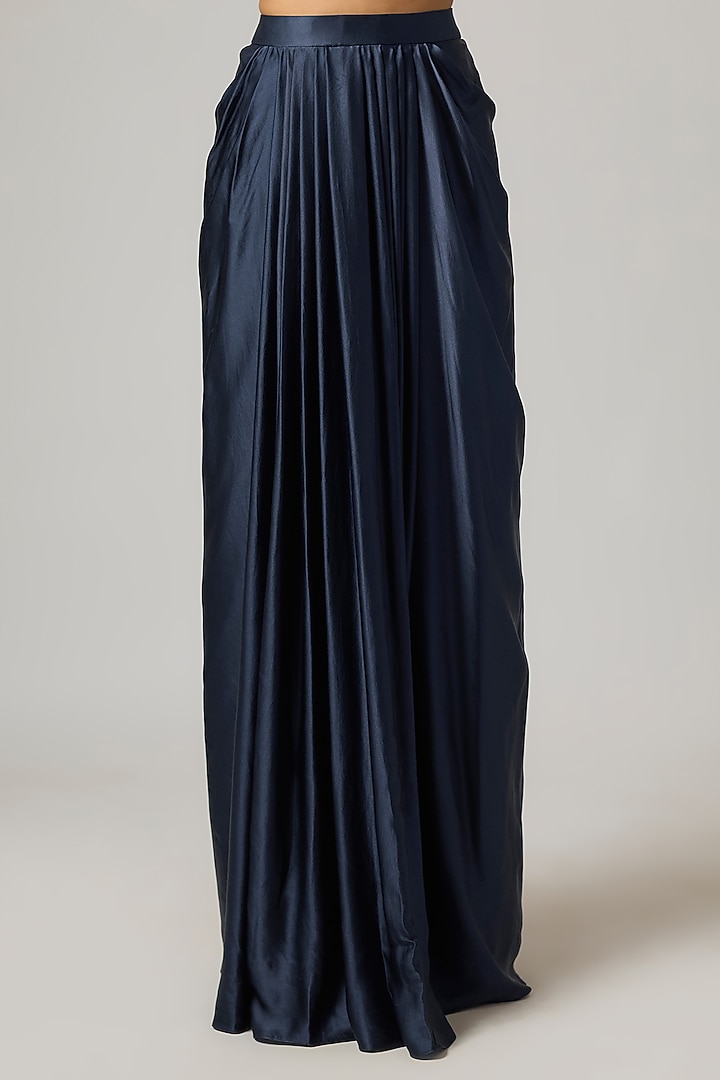 Navy Blue Net Off-Shoulder Cape Set by ISTYA at Pernia's Pop Up Shop
