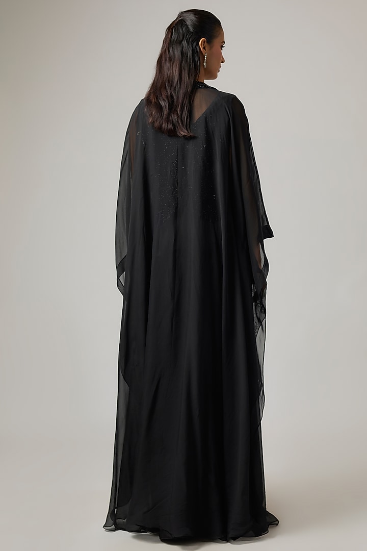 Black Organza Crystal Work Jacket Set by ISTYA at Pernia's Pop Up Shop