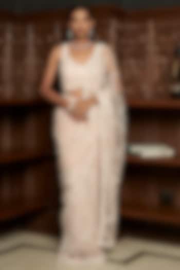 Pink Net Sequins Embellished Reception Saree Set by ISTYA at Pernia's Pop Up Shop