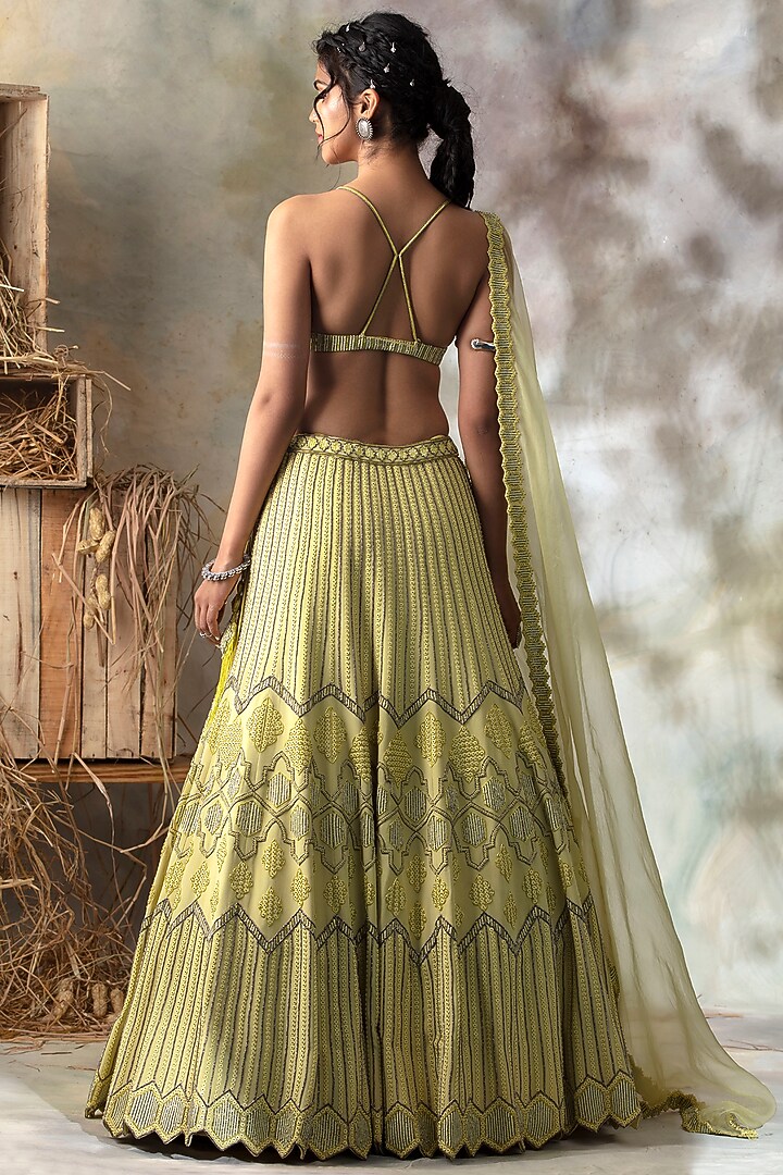 Citrus Yellow Embellished Wedding Lehenga Set by Isha & Shreya at Pernia's Pop Up Shop