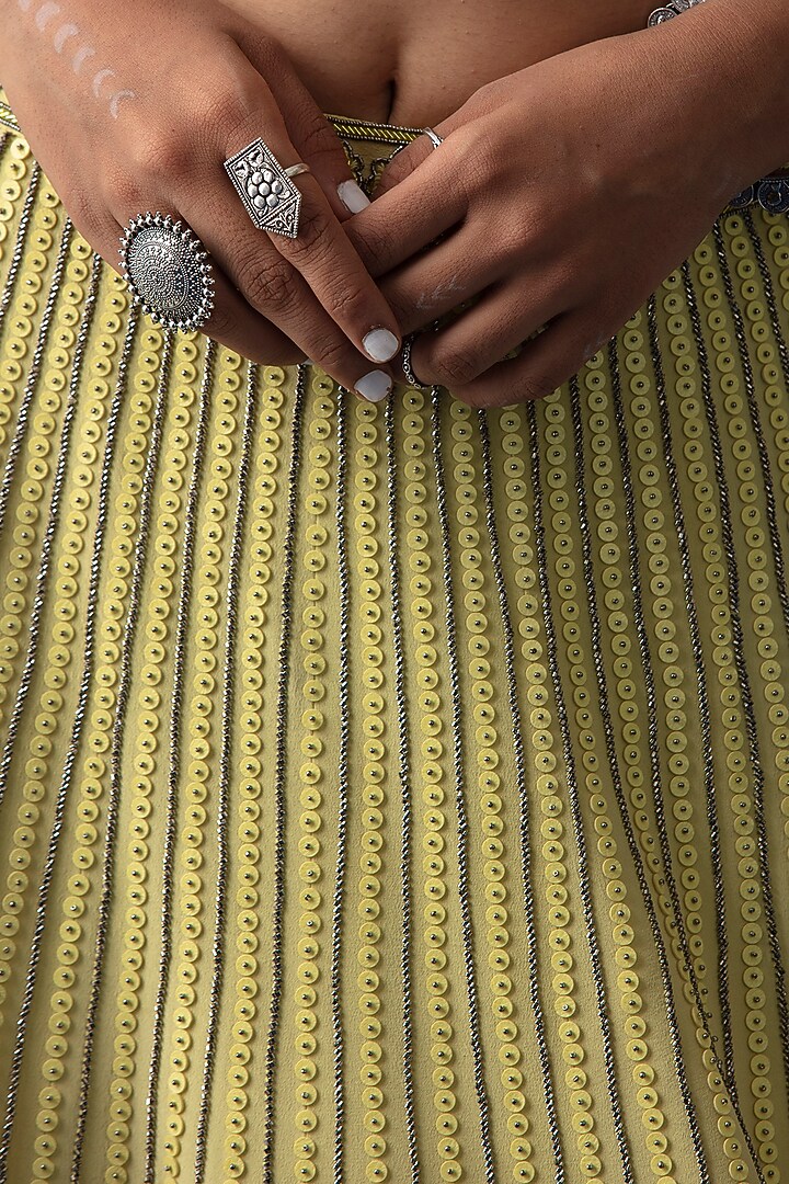 Citrus Yellow Embellished Wedding Lehenga Set by Isha & Shreya at Pernia's Pop Up Shop