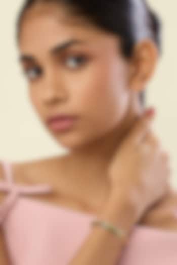 Gold Plated Green Enameled Cuff Bracelet by Isharya at Pernia's Pop Up Shop