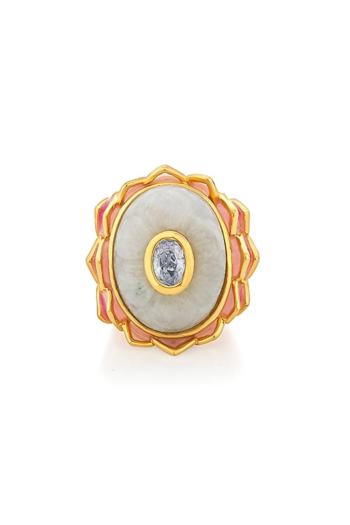 Gold Finish Lotus Ring by Isharya at Pernia's Pop Up Shop