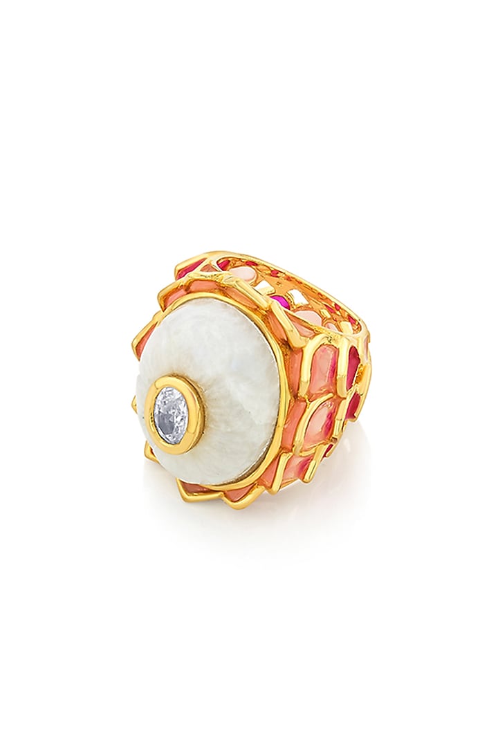 Gold Finish Lotus Ring by Isharya at Pernia's Pop Up Shop
