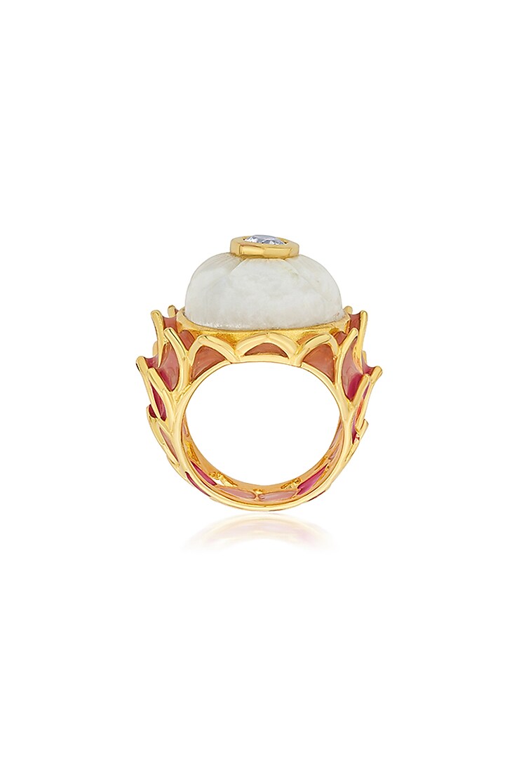 Gold Finish Lotus Ring by Isharya at Pernia's Pop Up Shop
