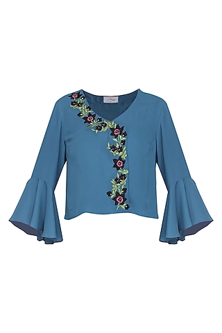 Cobalt Angrakha Top by Isha Singhal