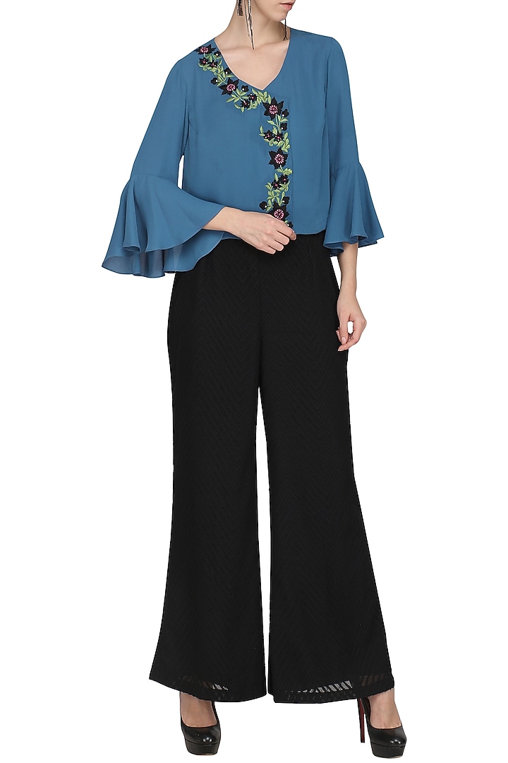 Cobalt angrakha top available only at Pernia's Pop Up Shop.