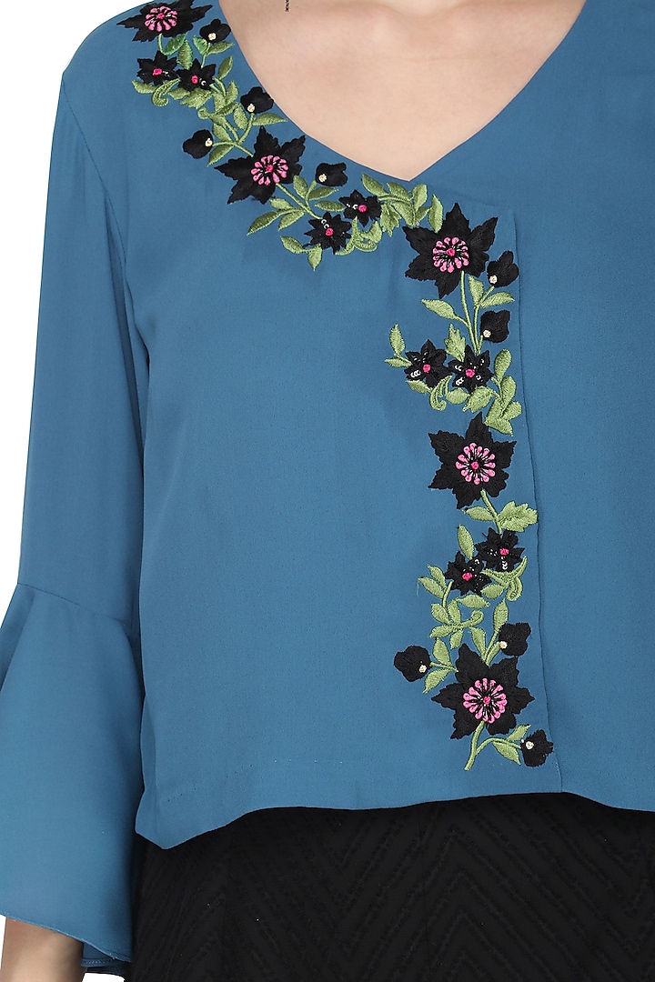 Cobalt angrakha top available only at Pernia's Pop Up Shop.