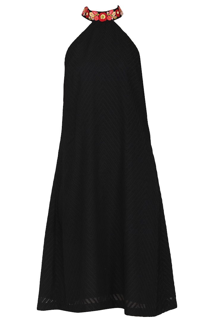 Black Razor Cut A-Line Dress by Isha Singhal