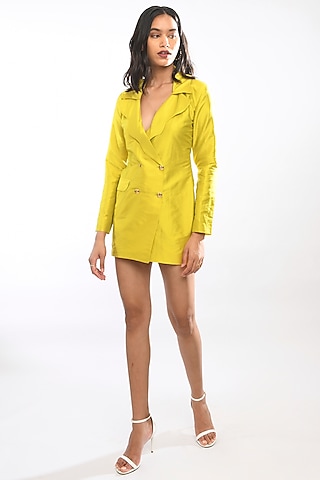 Lime Green Silk Blazer Dress by Itara An Another