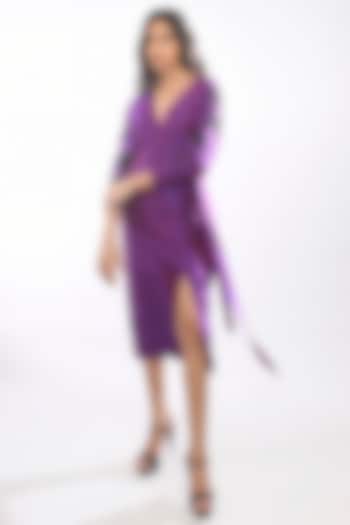 Purple Silk Embroidered Dress by Itara An Another