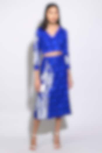 Electric Blue Silk Skirt Set by Itara An Another