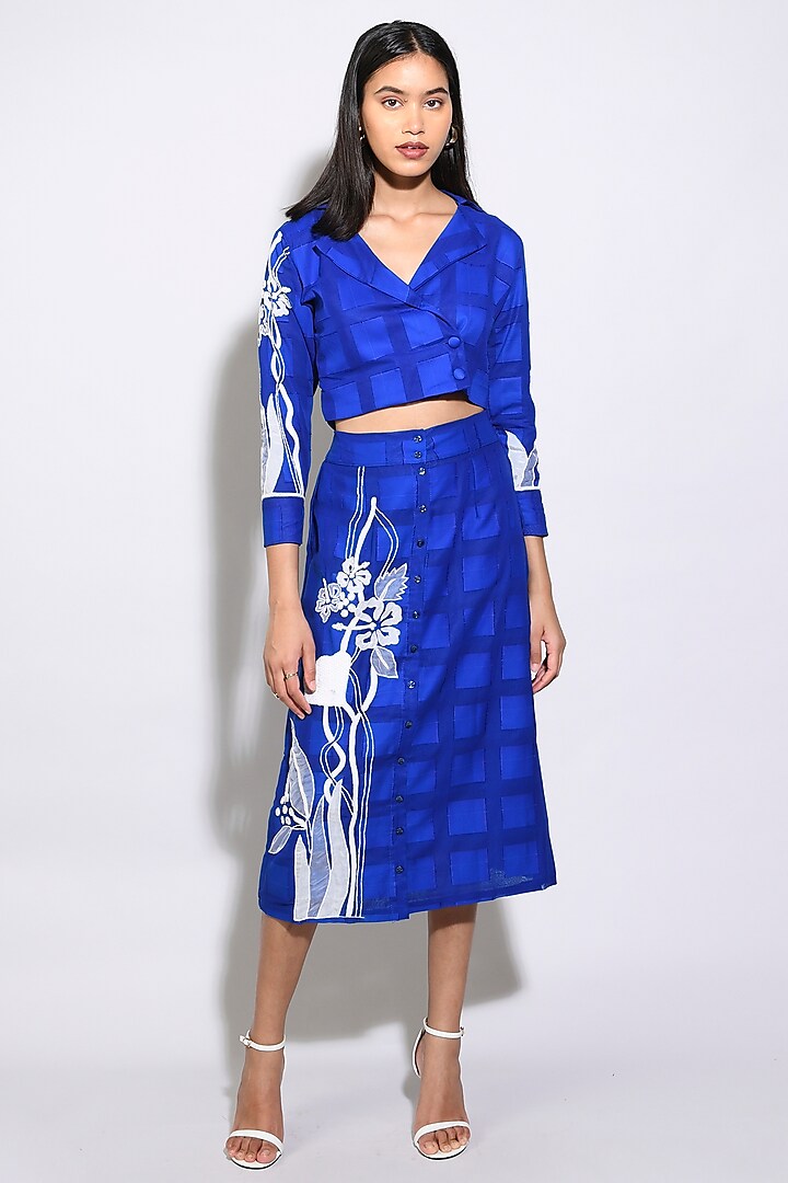 Electric Blue Silk Skirt Set by Itara An Another