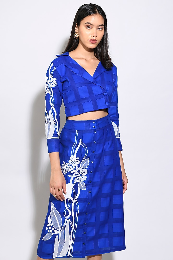 Electric Blue Silk Skirt Set by Itara An Another at Pernia's Pop Up Shop