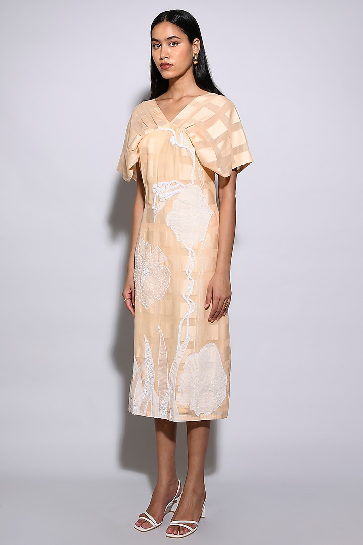 Beige Silk Summer Dress by Itara An Another at Pernia's Pop Up Shop