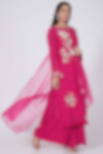 Magenta Pink Zardosi Embroidered Kurta Set by Itara An Another