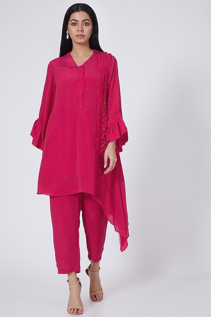 Magenta Pink Silk Tunic Set by Itara An Another at Pernia's Pop Up Shop
