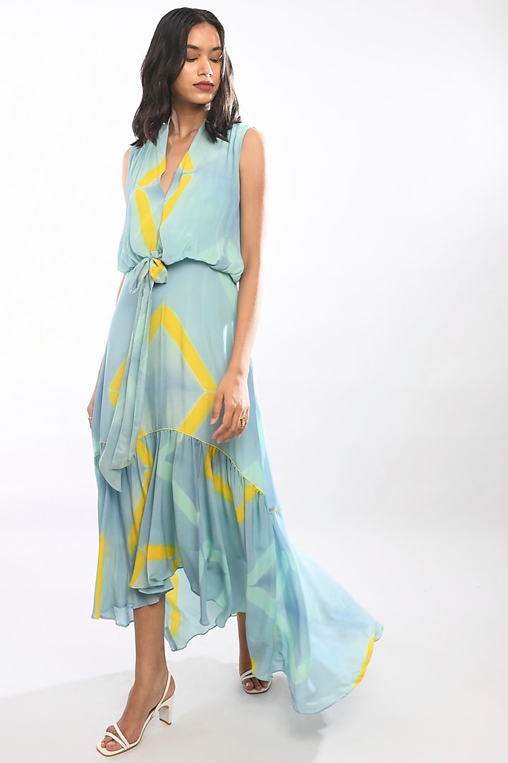 Aqua Blue Tie-Dyed Maxi Dress by Itara An Another