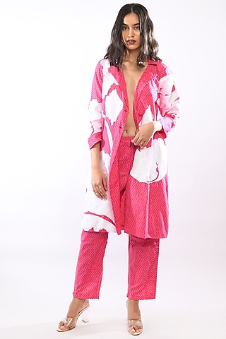 Pink Cotton Pant Set by Itara An Another