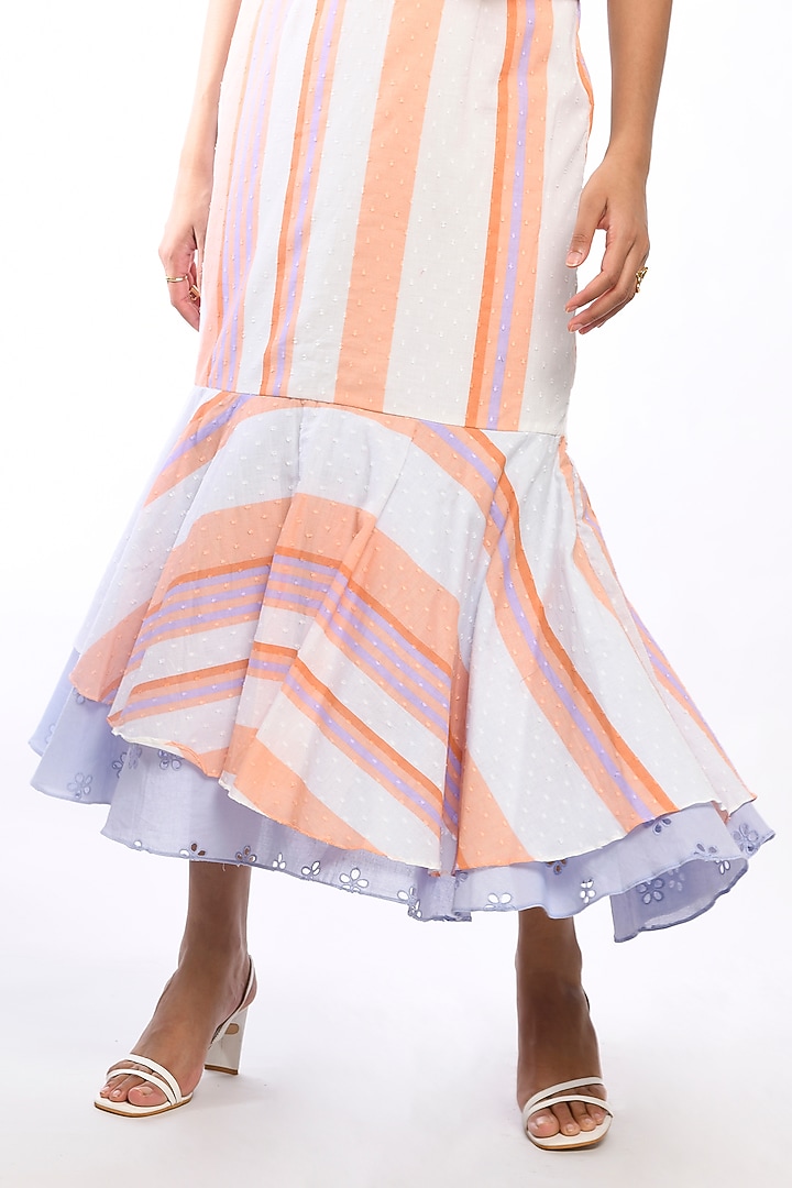 Orange & Lilac Striped Skirt Set by Itara An Another at Pernia's Pop Up Shop