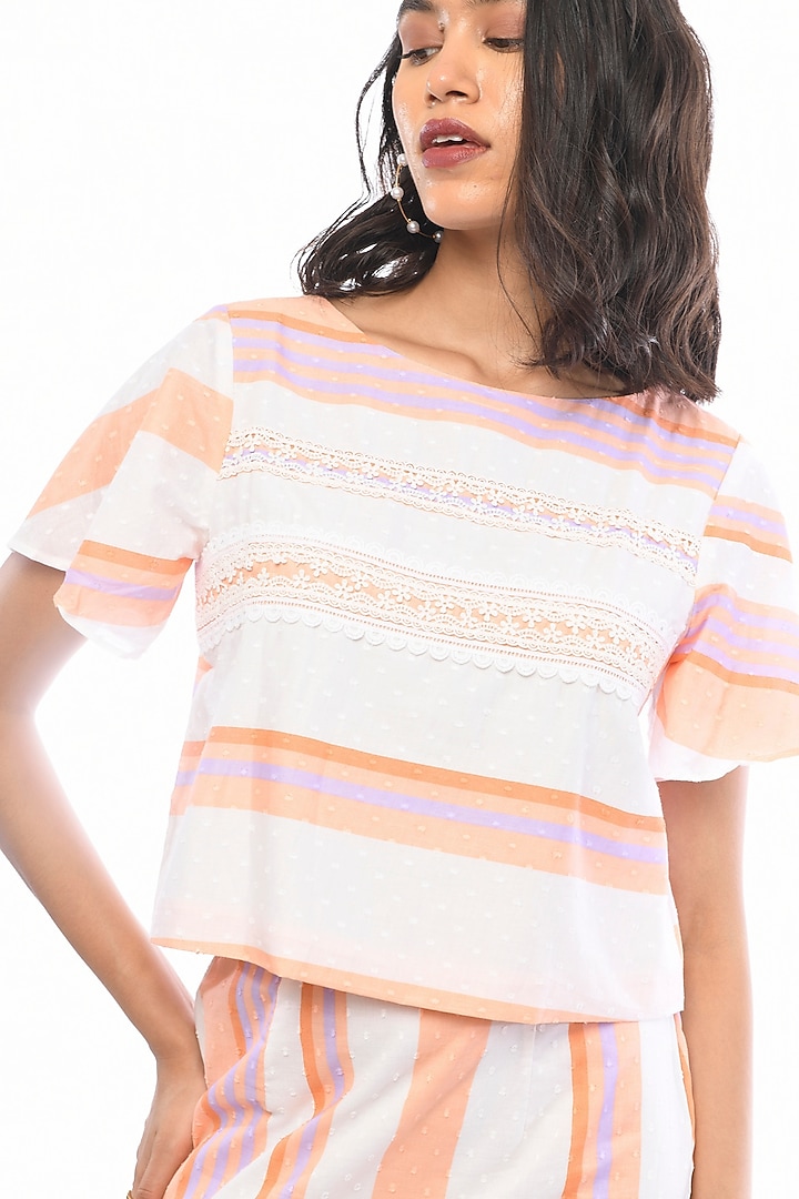 Orange & Lilac Striped Skirt Set by Itara An Another at Pernia's Pop Up Shop