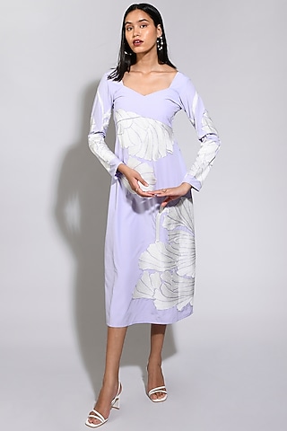 Lilac Cotton Embroidered Dress by Itara An Another
