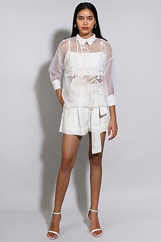 White Organza & Silk Co-Ord Set by Itara An Another