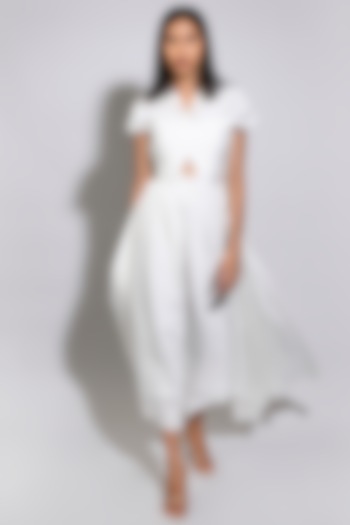 White Silk Pleated Dress by Itara An Another