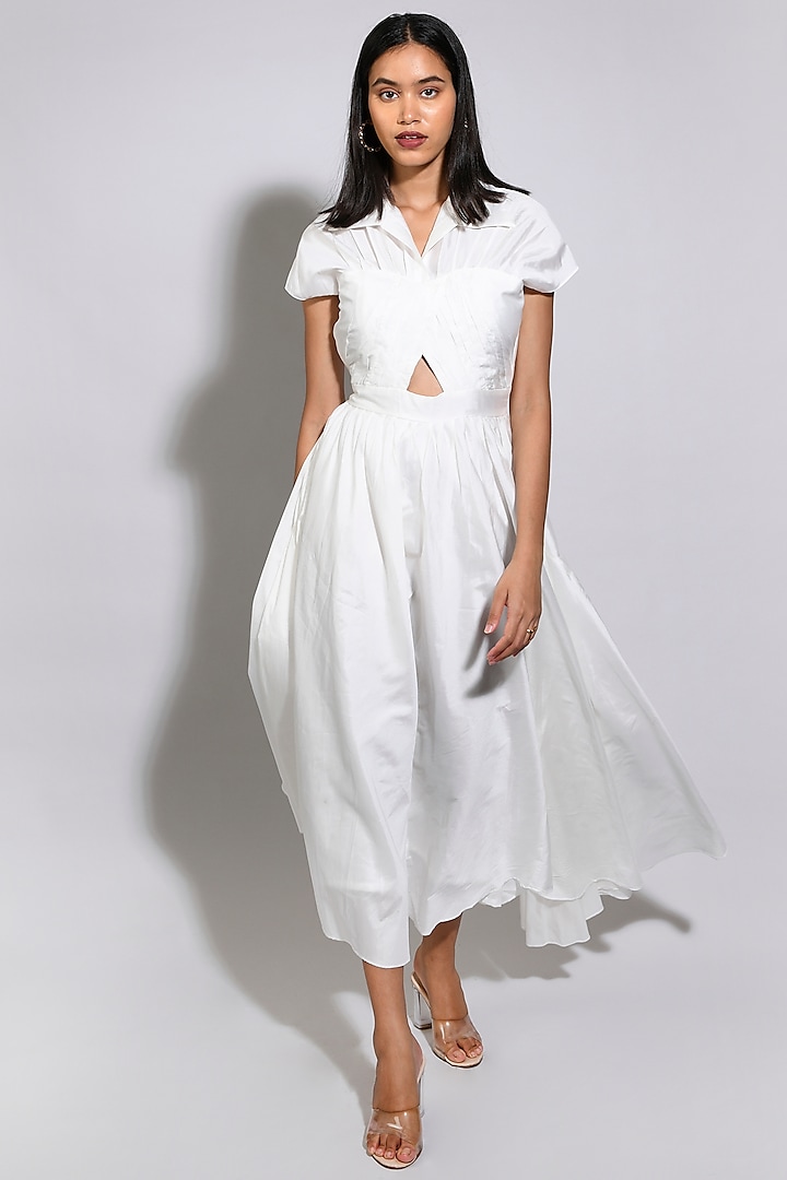 White Silk Pleated Dress by Itara An Another