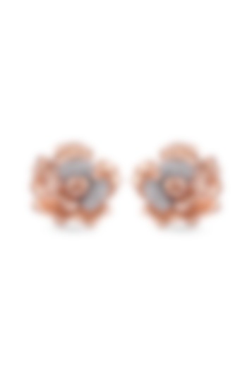 Rose Gold Finish Swarovski Floral Stud Earrings In Sterling Silver by ITEE Jewellery