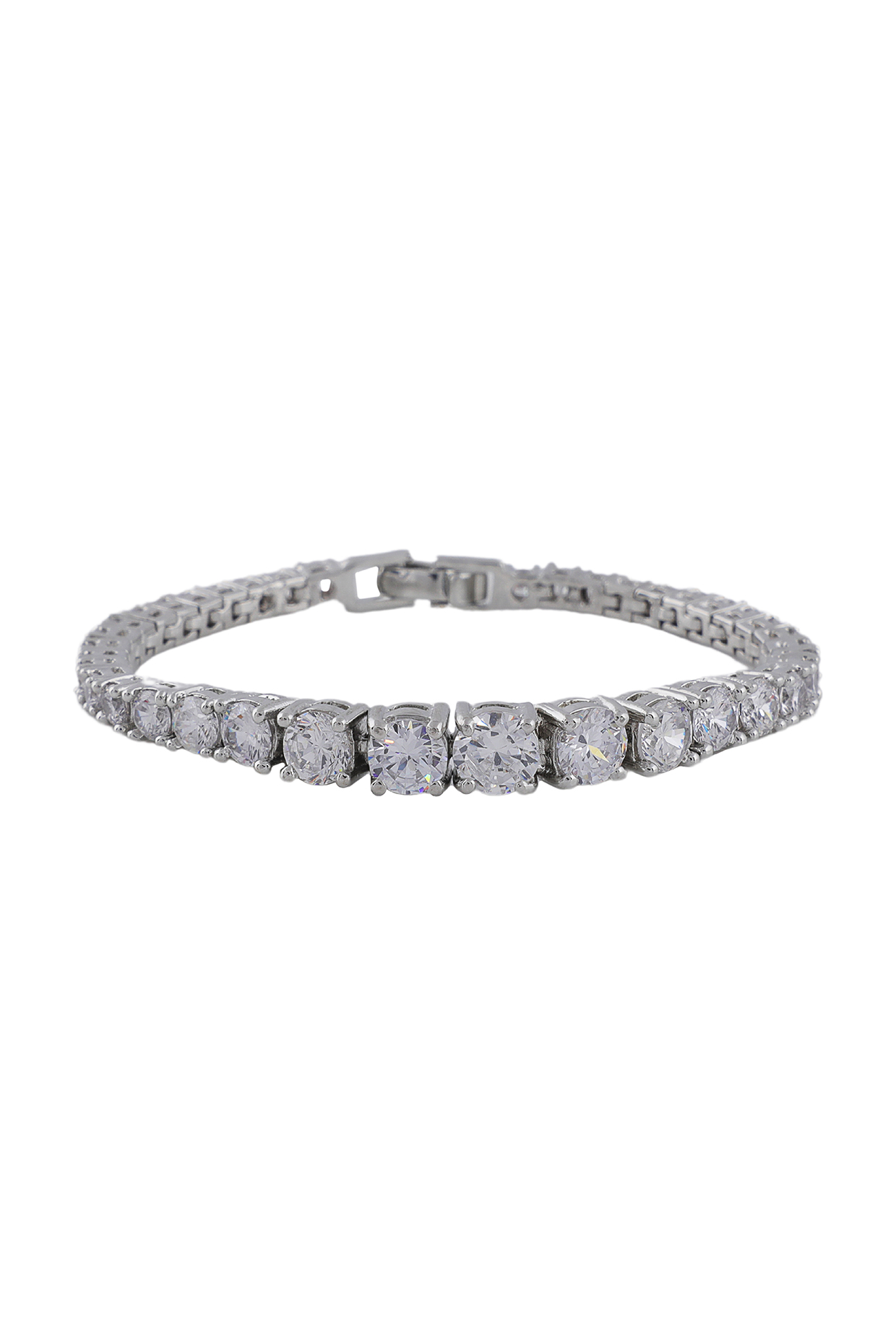 White Finish Swarovski Tennis Bracelet In Sterling Silver by ITEE Jewellery