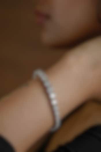 White Finish Swarovski Tennis Bracelet In Sterling Silver by ITEE Jewellery