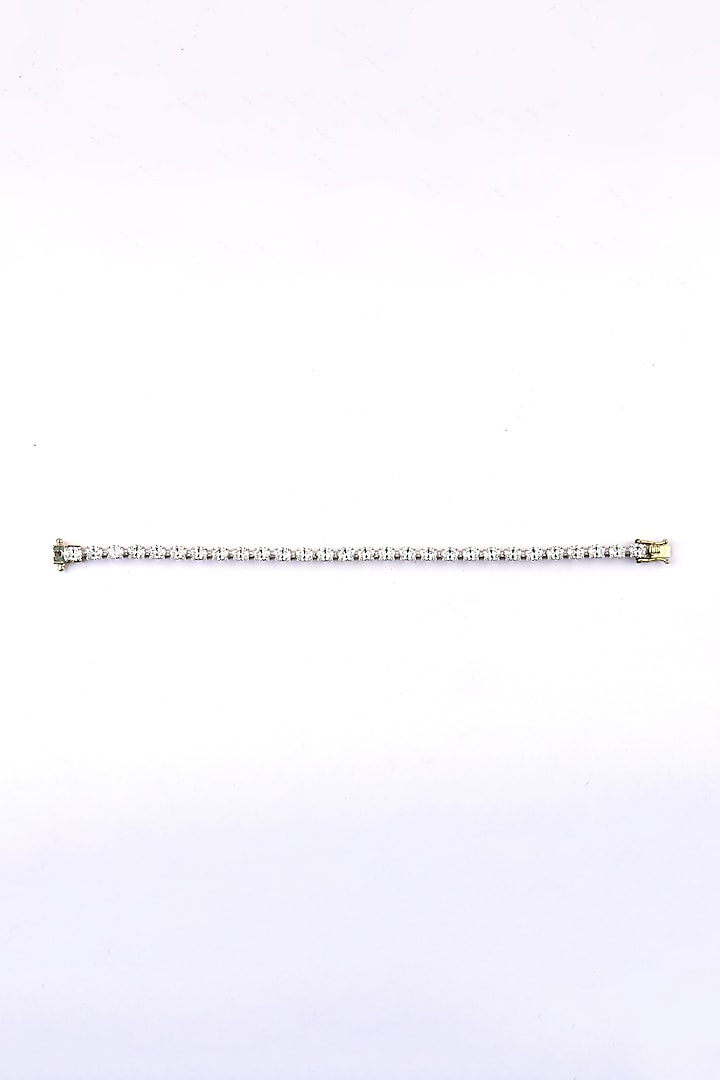 Gold Finish Swarovski Tennis Bracelet In Sterling Silver by ITEE Jewellery