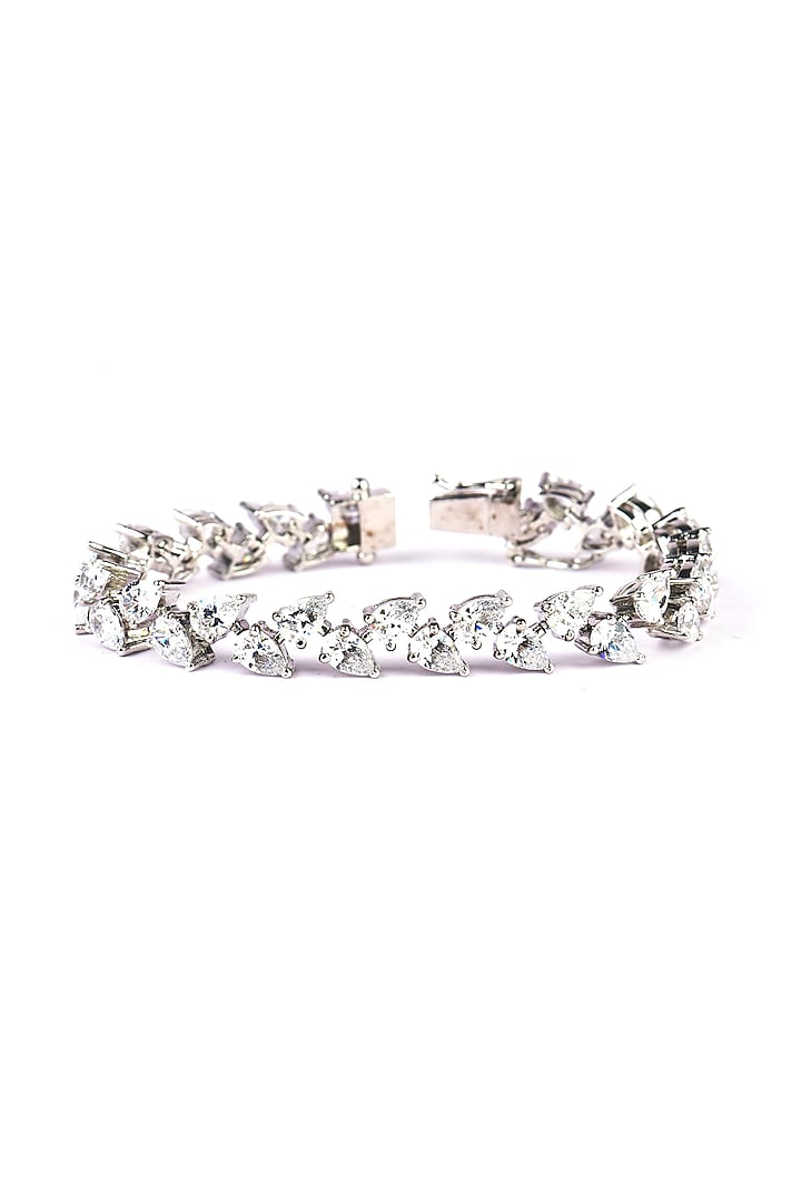 White Finish Swarovski Tennis Bracelet In Sterling Silver by ITEE Jewellery
