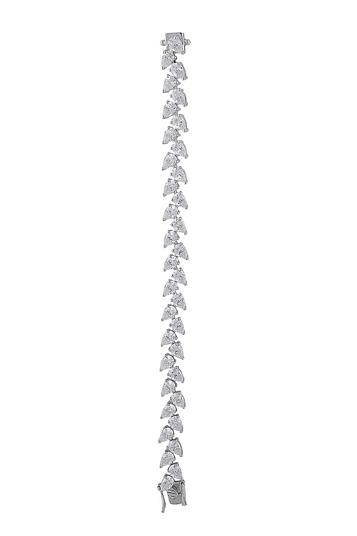 White Finish Swarovski Tennis Bracelet In Sterling Silver by ITEE Jewellery