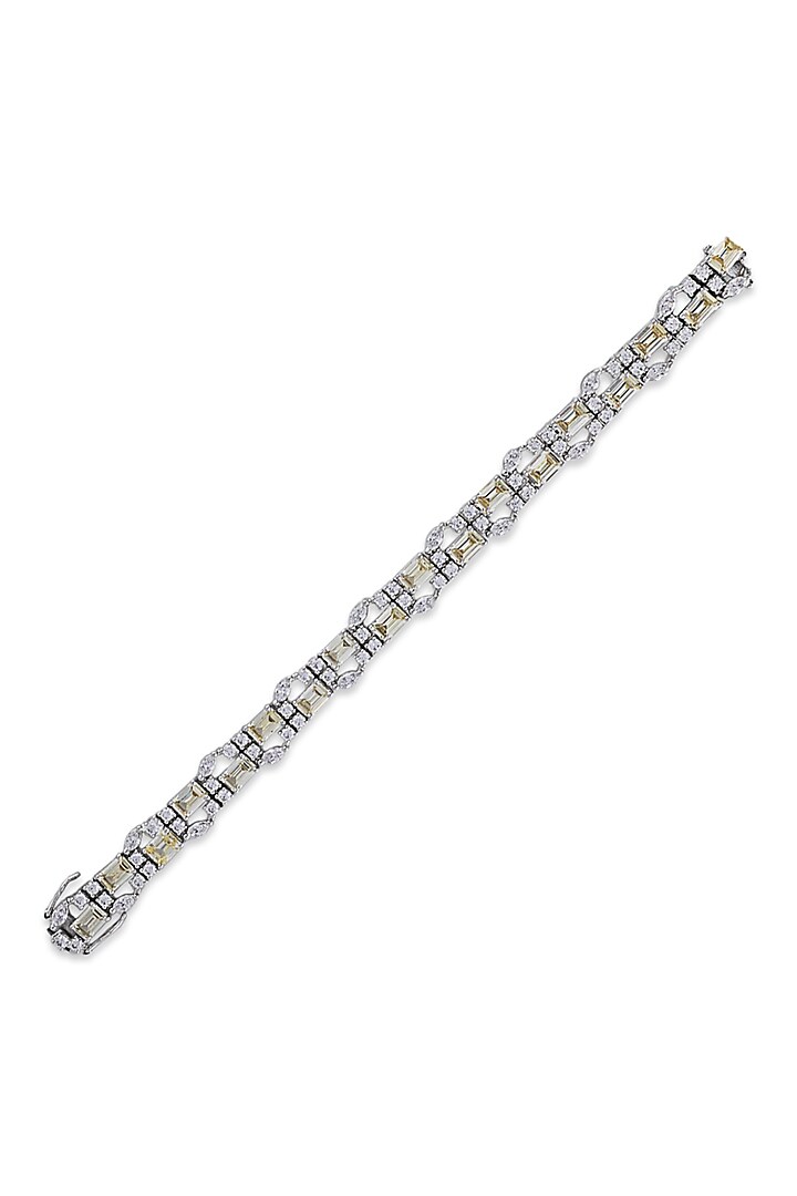 White Finish Yellow Sapphire Stone & Swarovski Tennis Bracelet In Sterling Silver by ITEE Jewellery